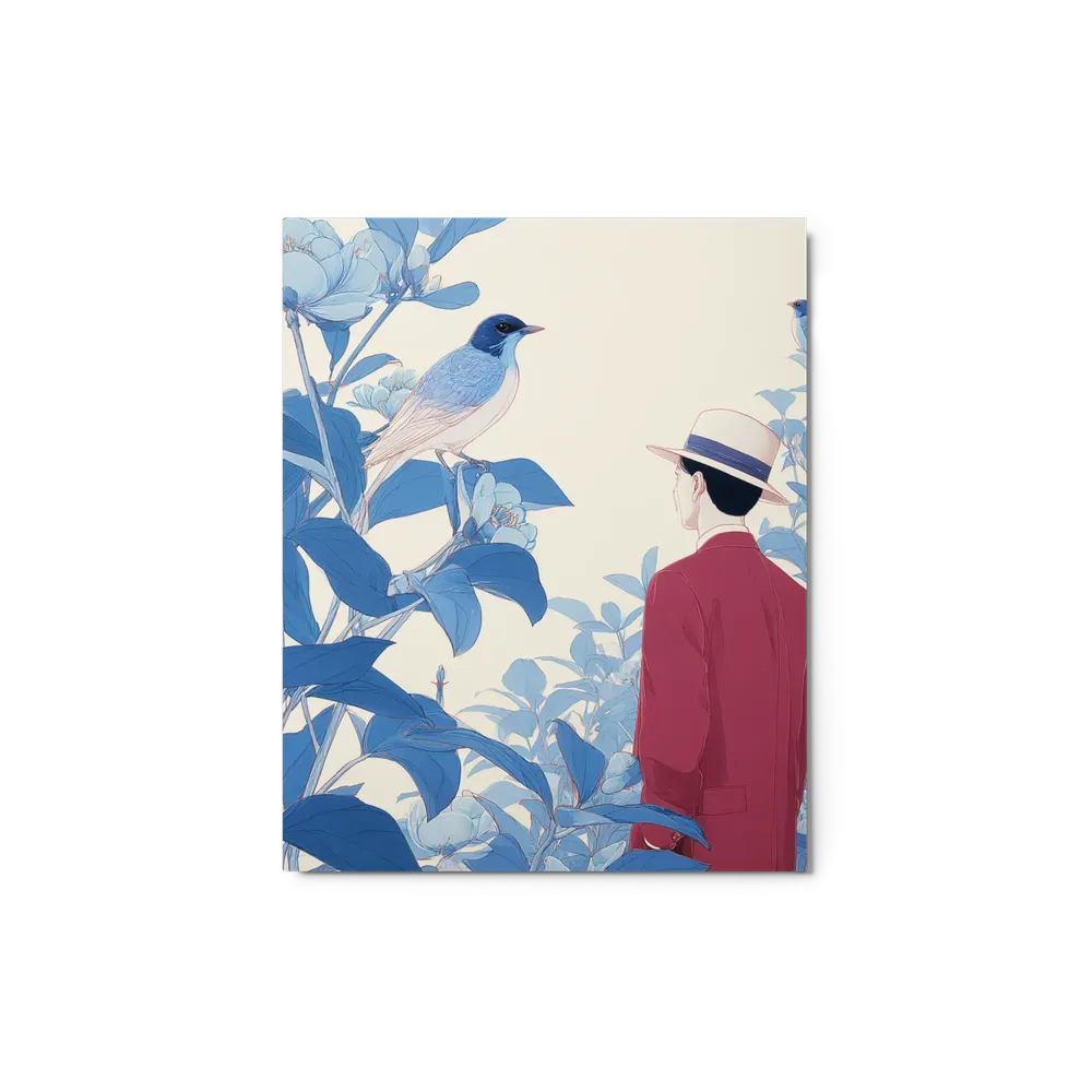 Serene Encounter in Blue Foliage | Art Print