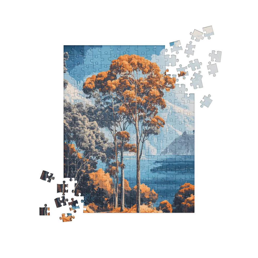Pixelated Autumn Serenity 
 Jigsaw Puzzle