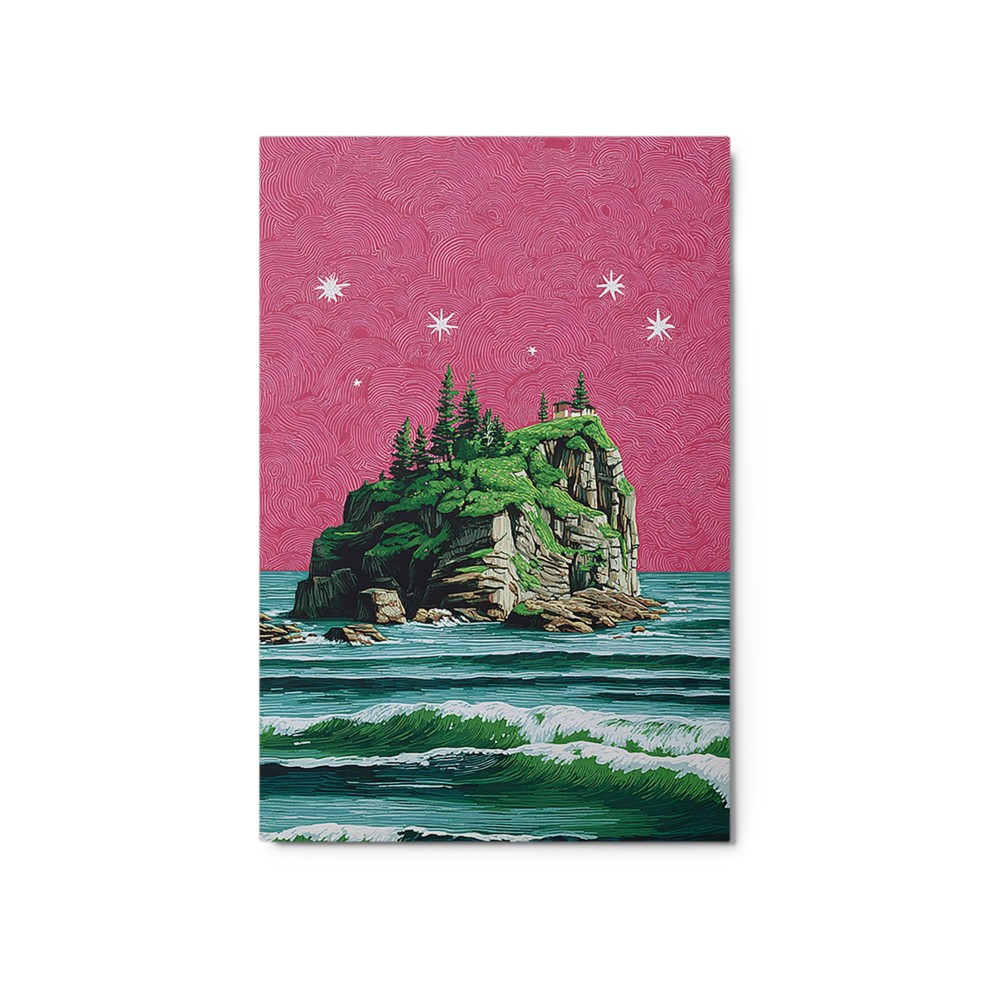 Pine Island Under Pink Sky