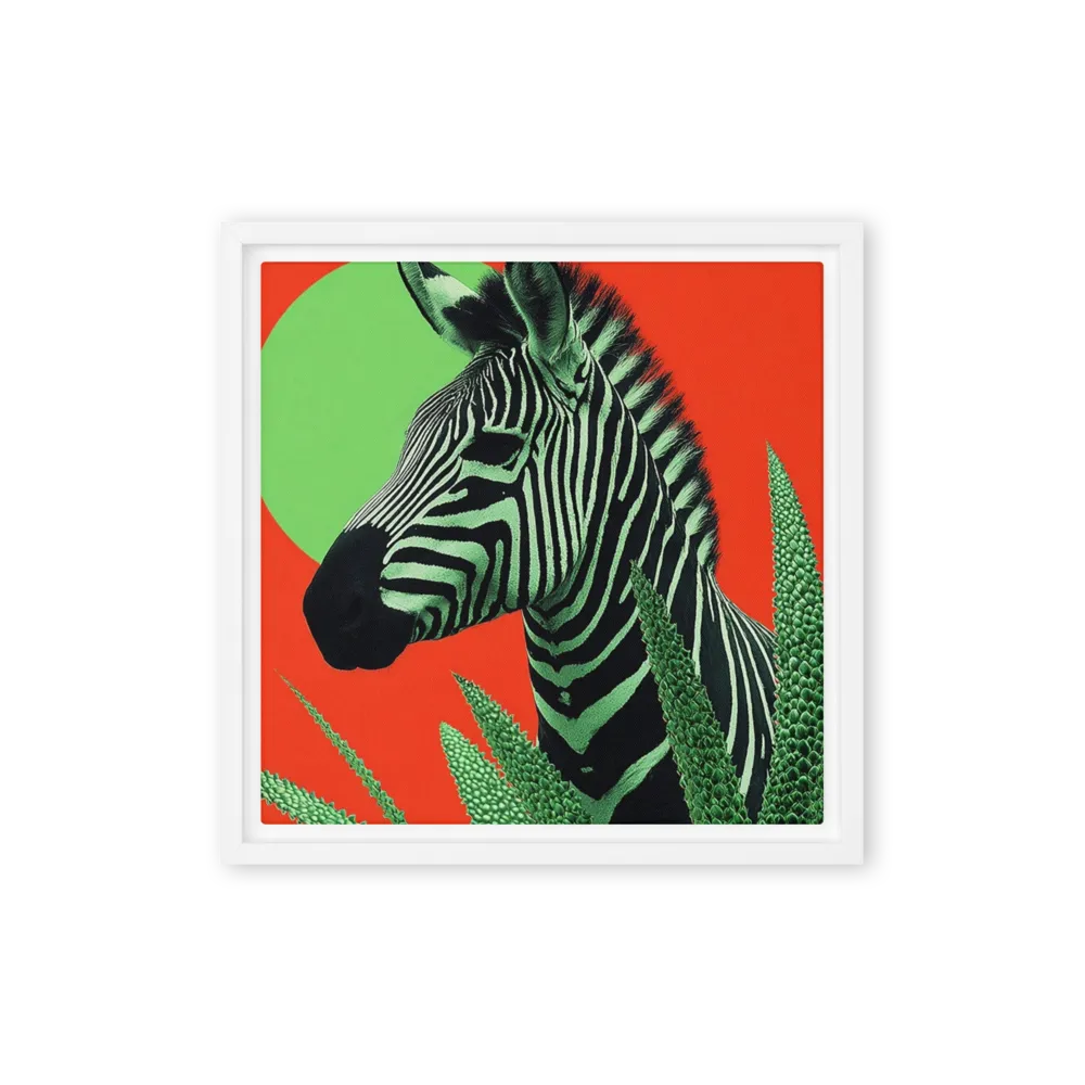 Zebra in Red Savanna 
 Canvas with Black Frame