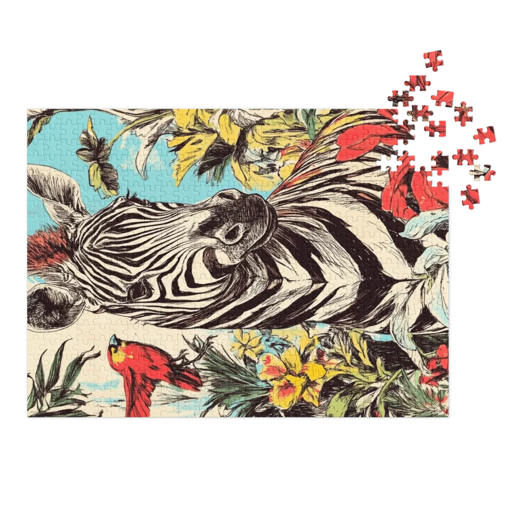 Zebra with Tropical Foliage