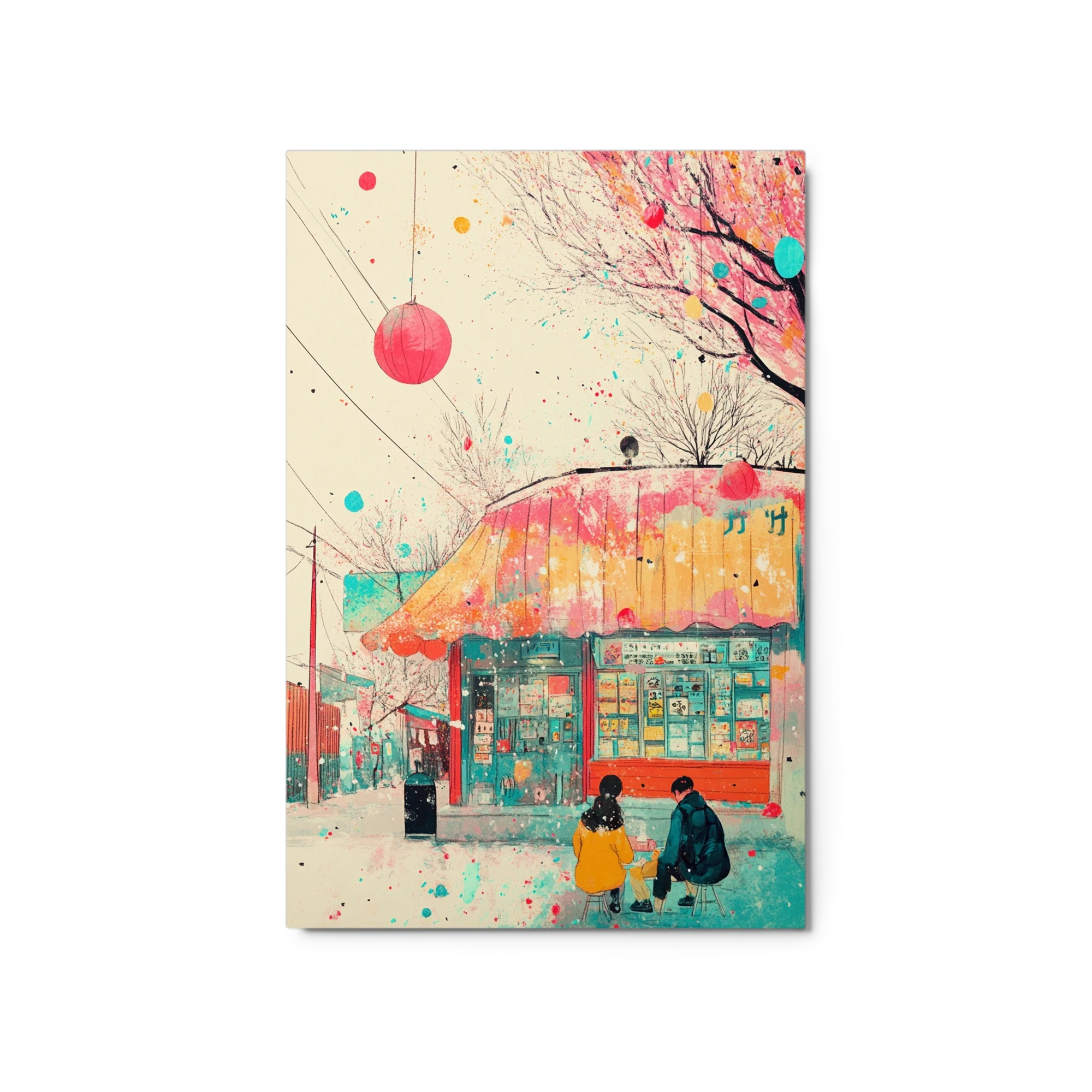 Spring Street Scene with Couple