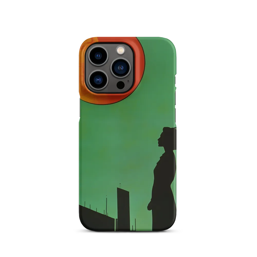 Silhouette of Woman Against Large Orange Sun | Phone Case
