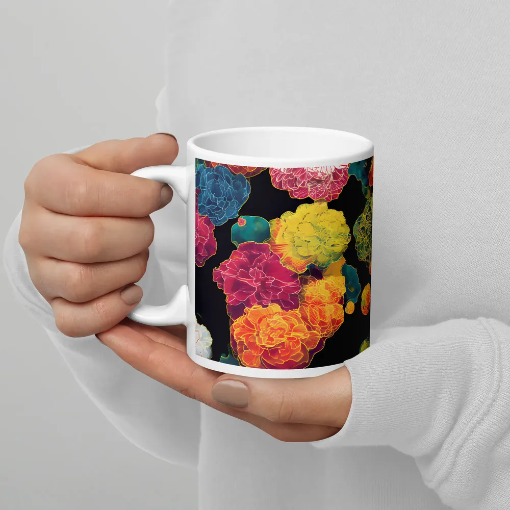Neon Peony Tapestry | Mug with Black inside | 11 oz