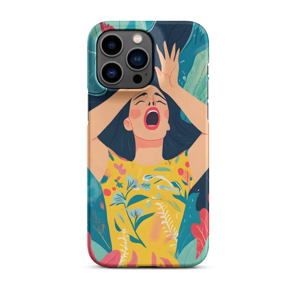 Frustrated Woman Surrounded by Flora | Phone Case