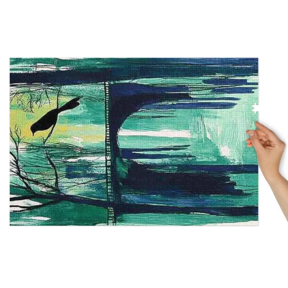 Abstract Bird on Bridge Art | Jigsaw Puzzle (252/520 pieces)