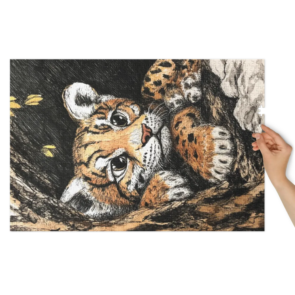 Leopard Cub Peeking from Tree | Jigsaw Puzzle (252/520 pieces)