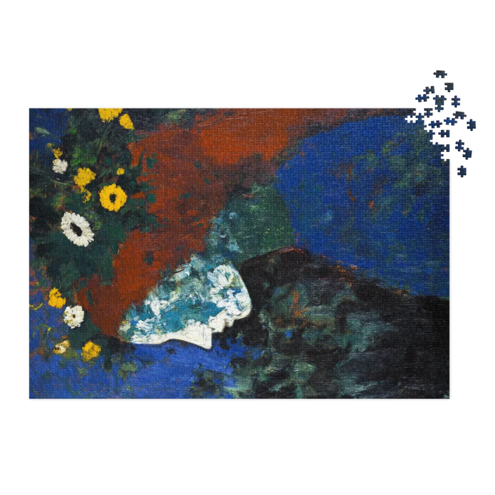 Profile of a Woman with Floral Crown | Jigsaw Puzzle (252/520 pieces)