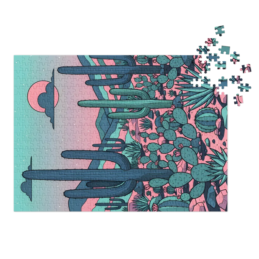 Moonlit Cactus Desert