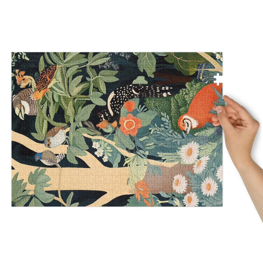 Lush Forest Scene with Animals and Birds | Jigsaw Puzzle (252/520 pieces)