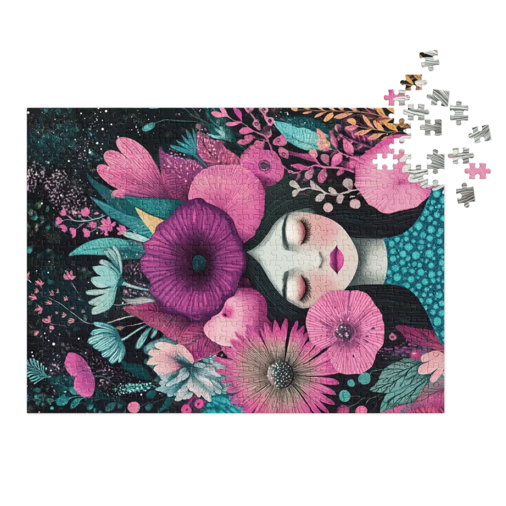 Serene Girl with Vibrant Flowers | Jigsaw Puzzle (252/520 pieces)