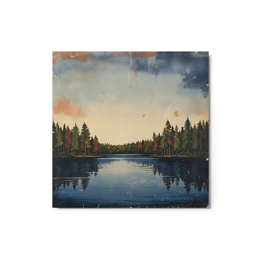 Pine Forest Lake Reflection 
 Canvas | 32″x 32″