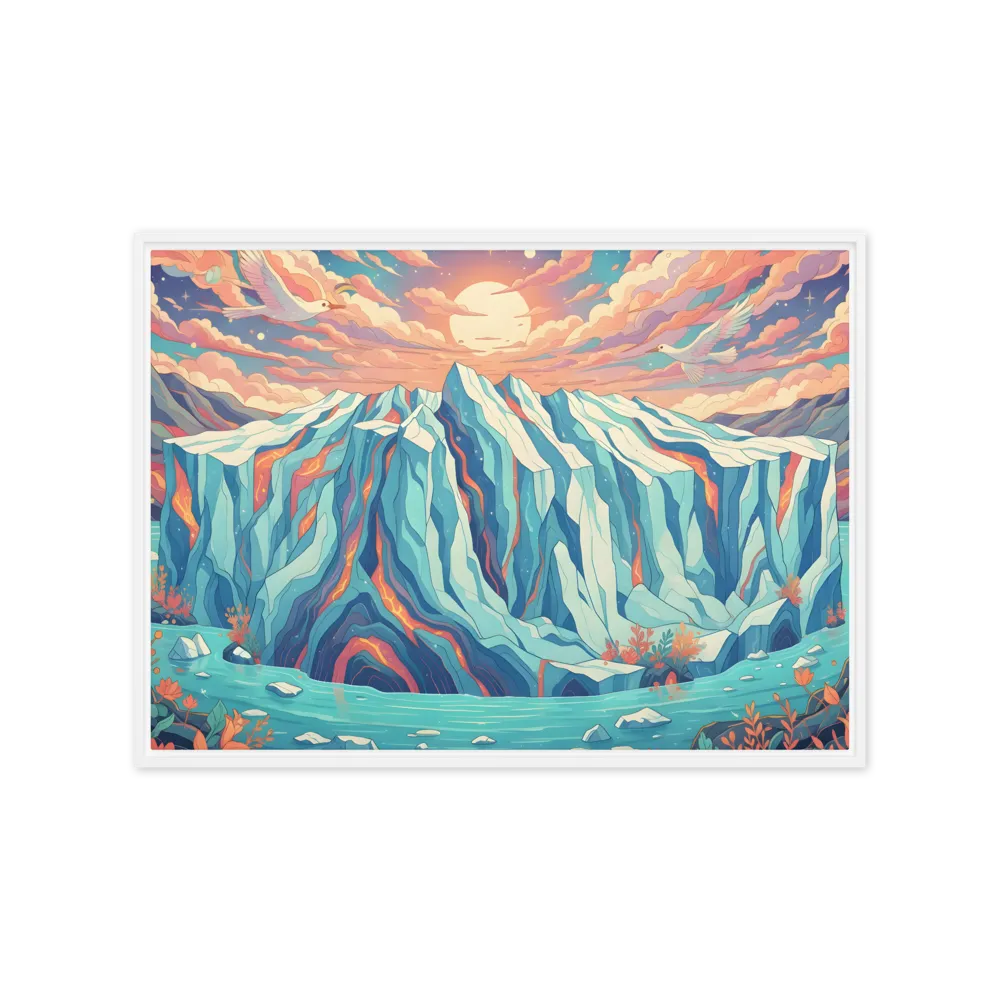 Pastel Iceberg Dreamscape 
 Canvas with White Frame