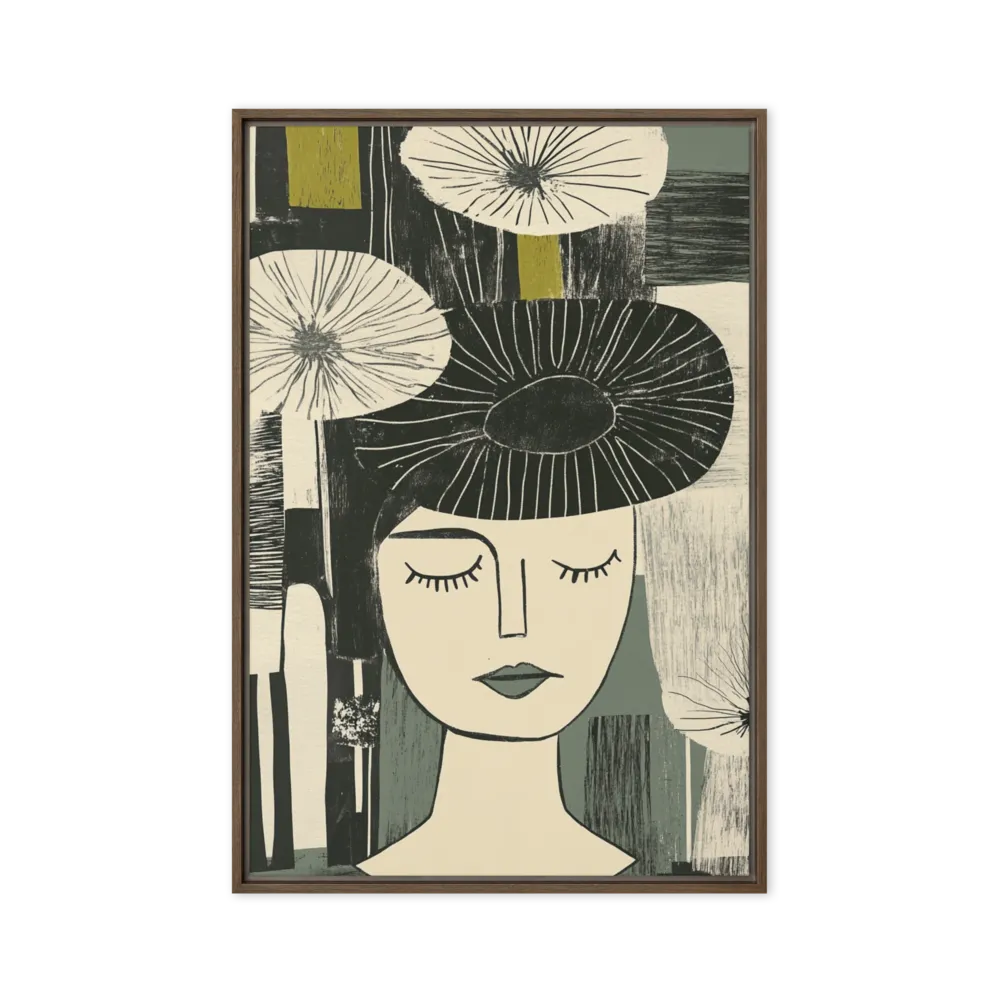 Serene Garden Portrait 
 Canvas with White Frame