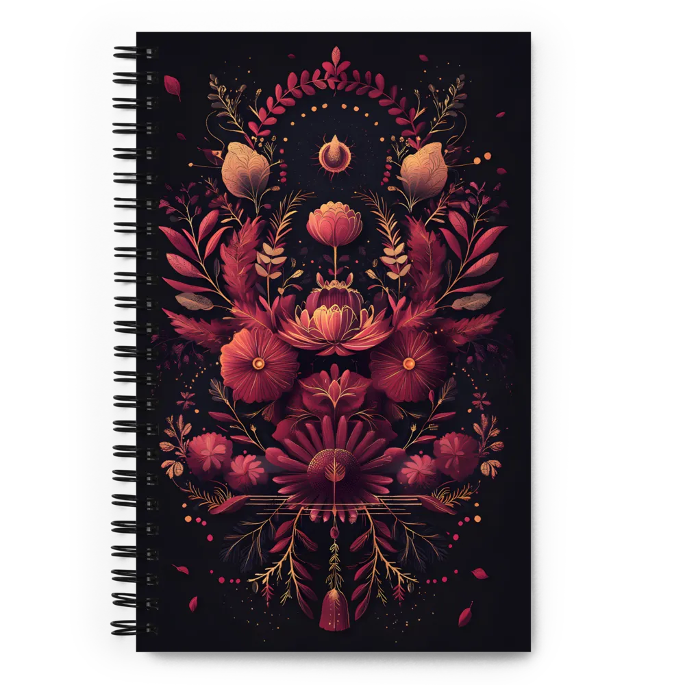 Golden Floral Symmetry 
 Spiral Notebook | 140 pages