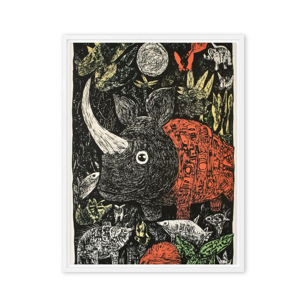 Jungle Rhino Night | Art Print