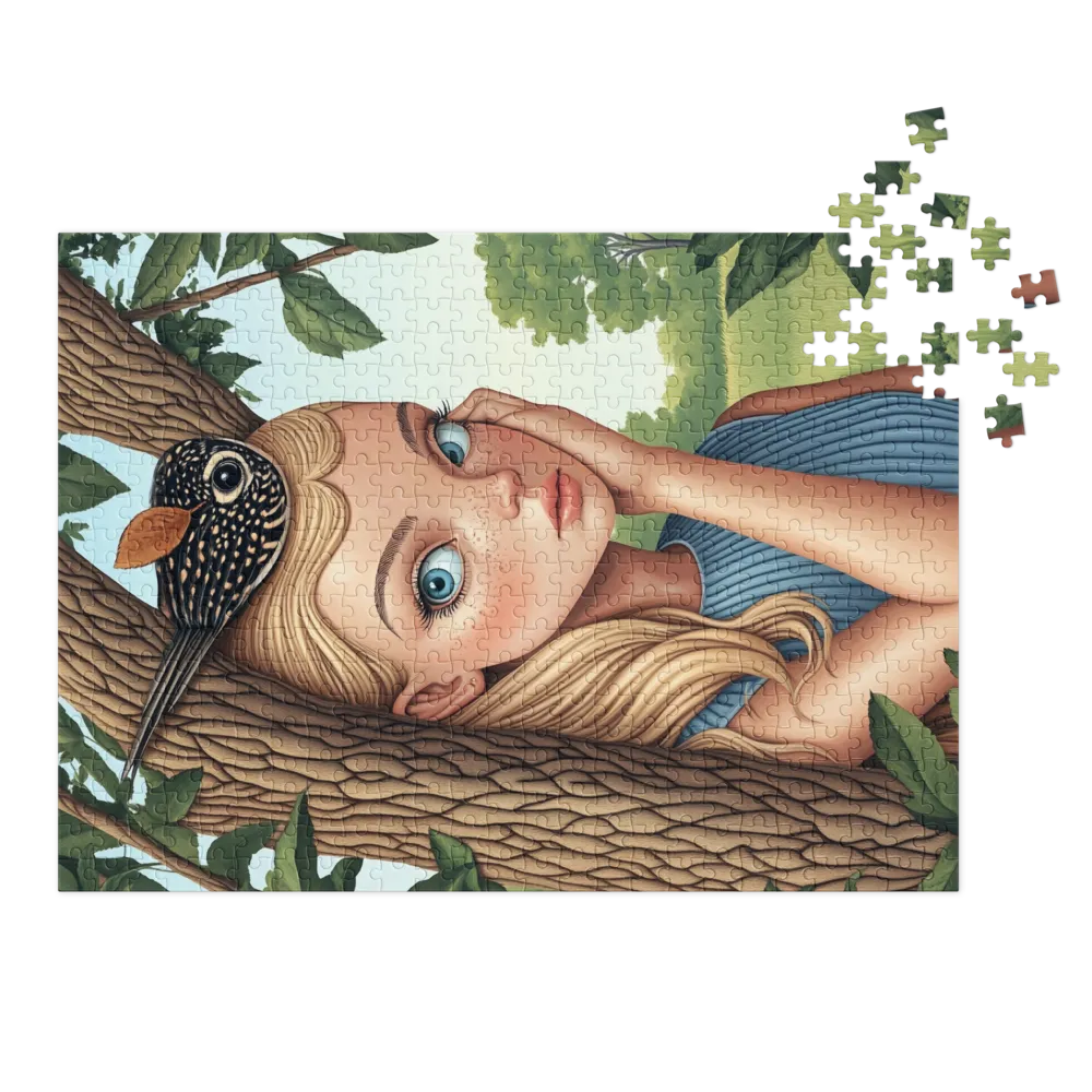 Girl with Bird in Tree