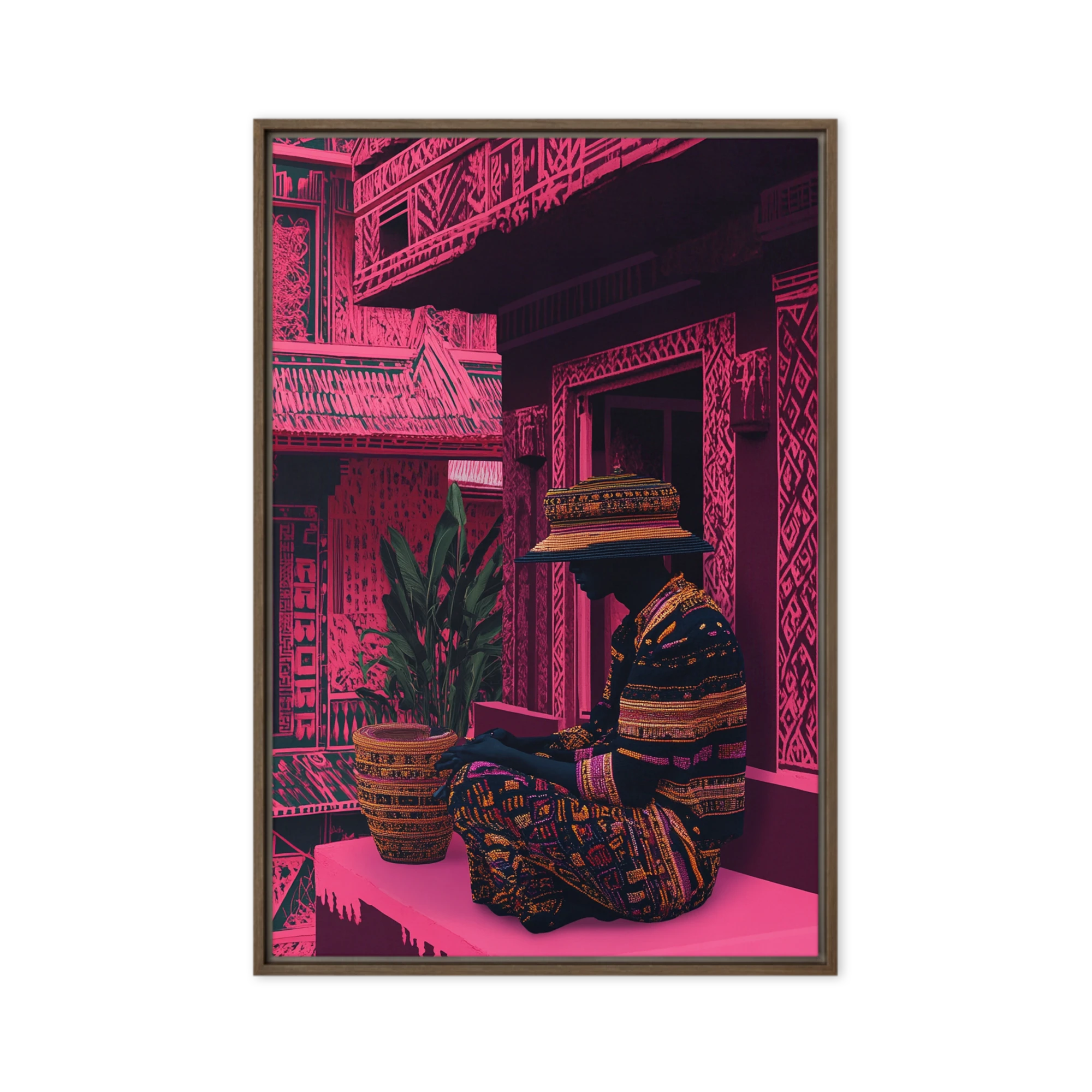 Digital Artwork of Seated Figure in Traditional Attire