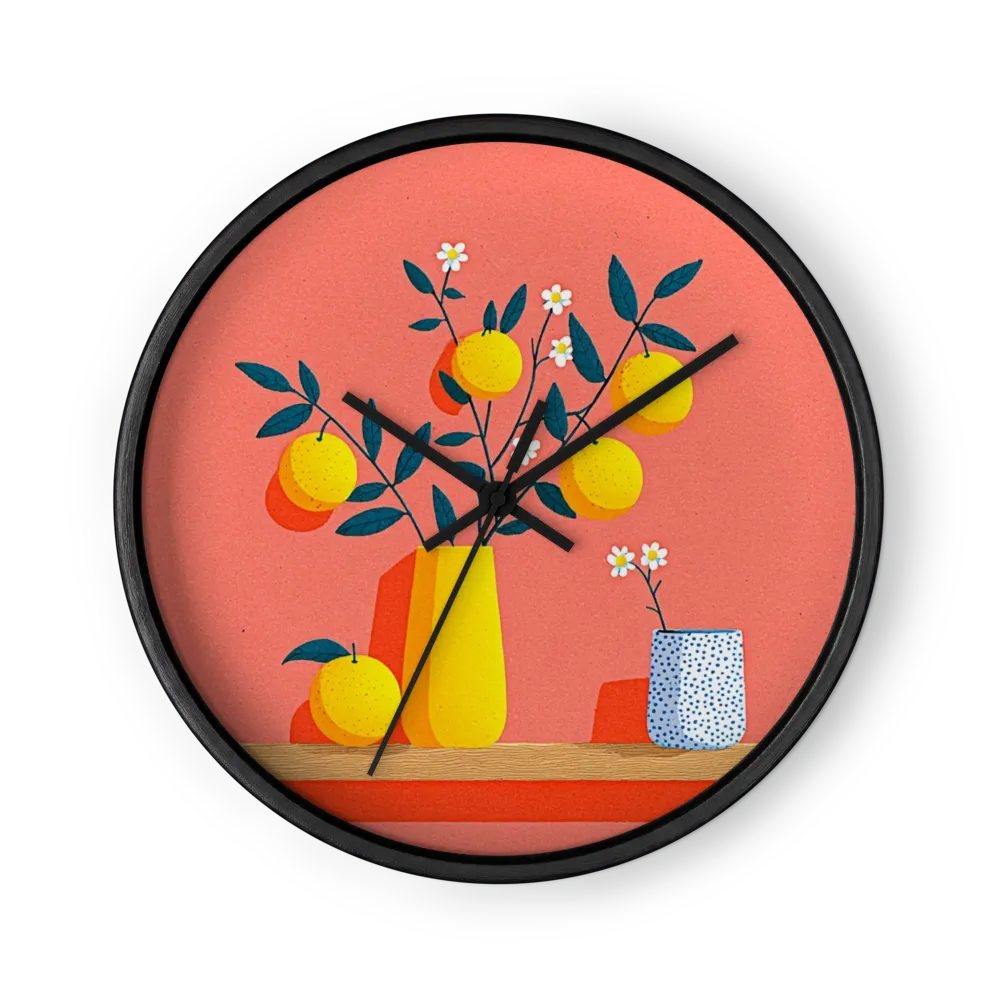 Oranges in Yellow Vase | Wall Clock
