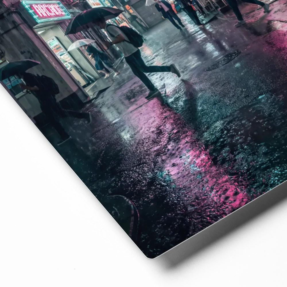 Neon Rain Reflections 
 Canvas | 11″x 14″