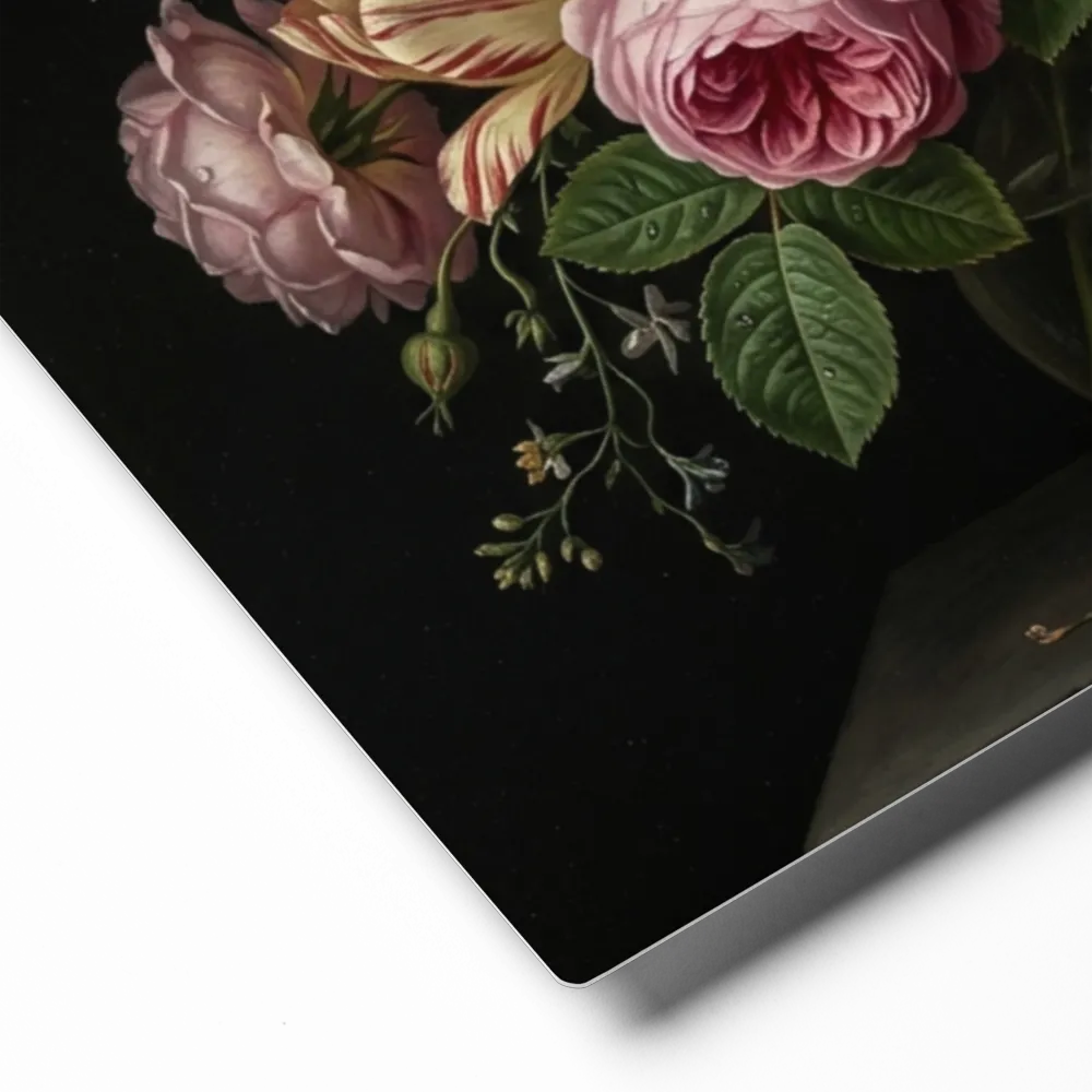 Baroque Floral Still Life 
 Poster with Black Frame | 10″x 10″