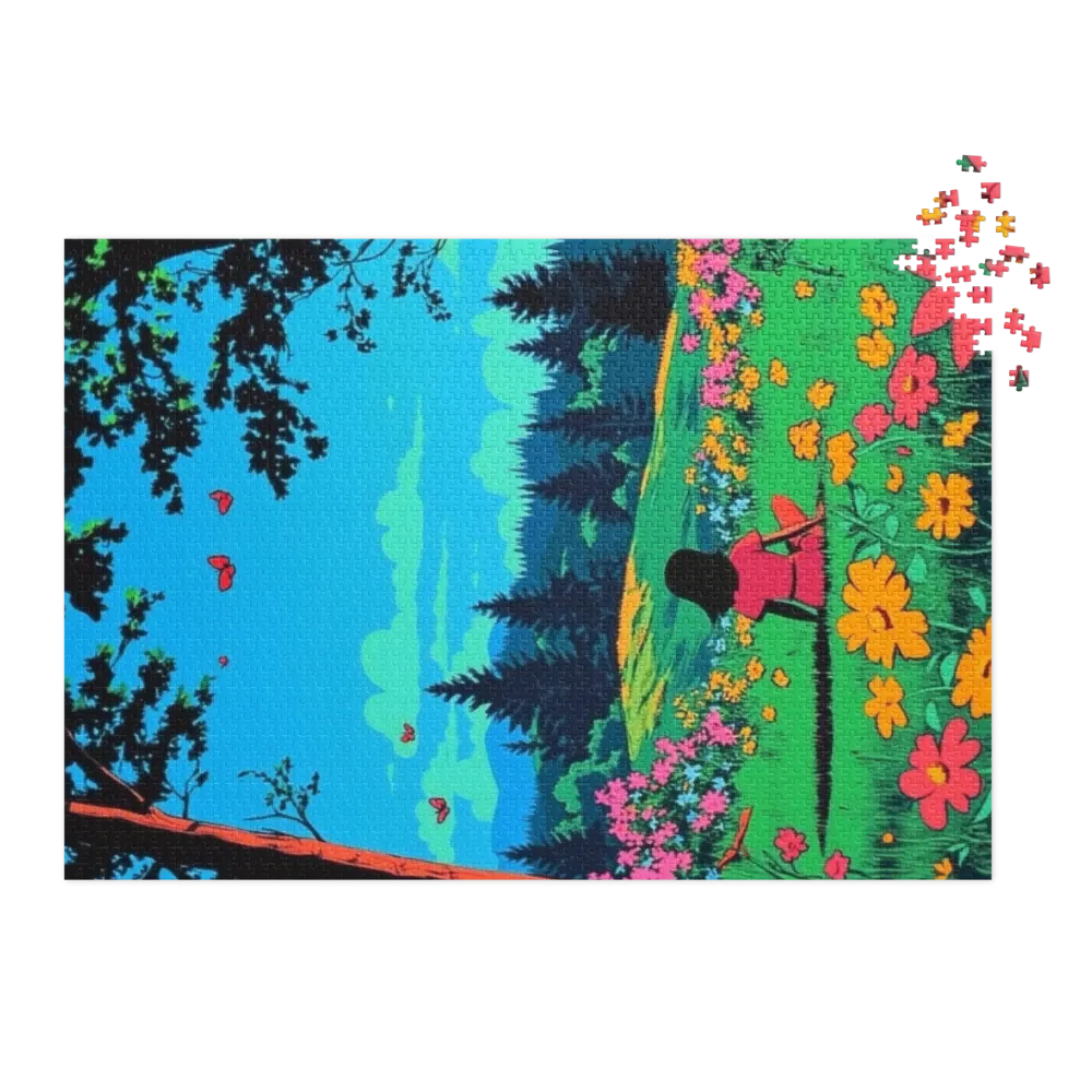 Vibrant Meadow Solitude 
 Jigsaw Puzzle in Tin Box