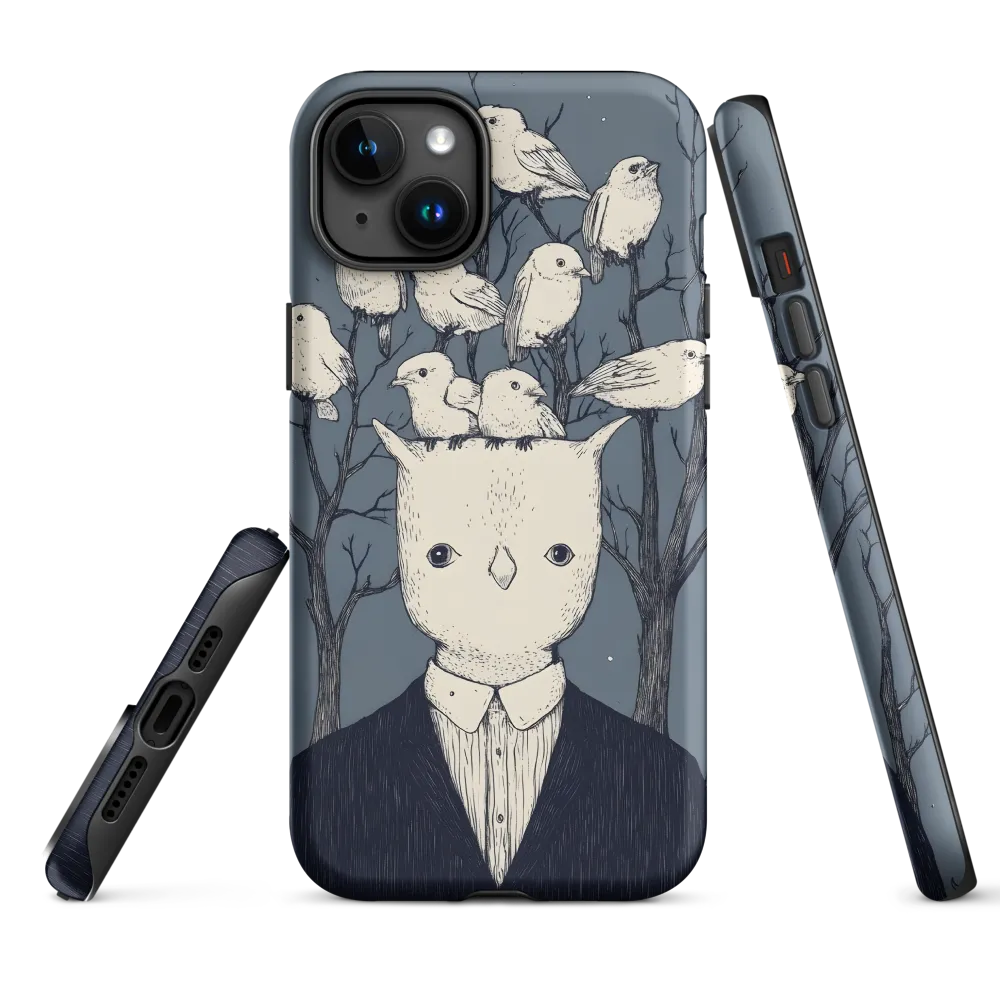 Surreal Owl Headed Figure with Birds | Phone Case
