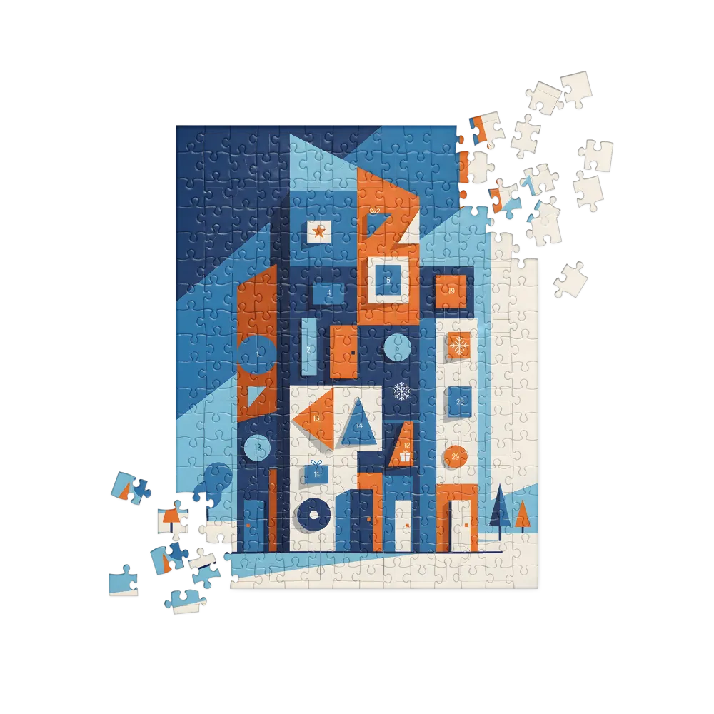 Geometric Advent House 
 Jigsaw Puzzle in Tin Box