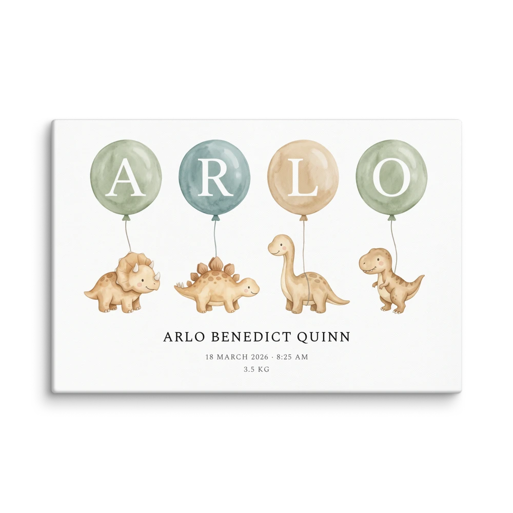 Nursery Name Art — Dino Balloons