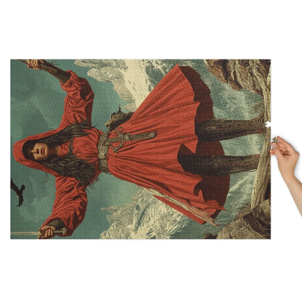 Woman in Red Hooded Dress with Swords | Jigsaw Puzzle (252/520 pieces)