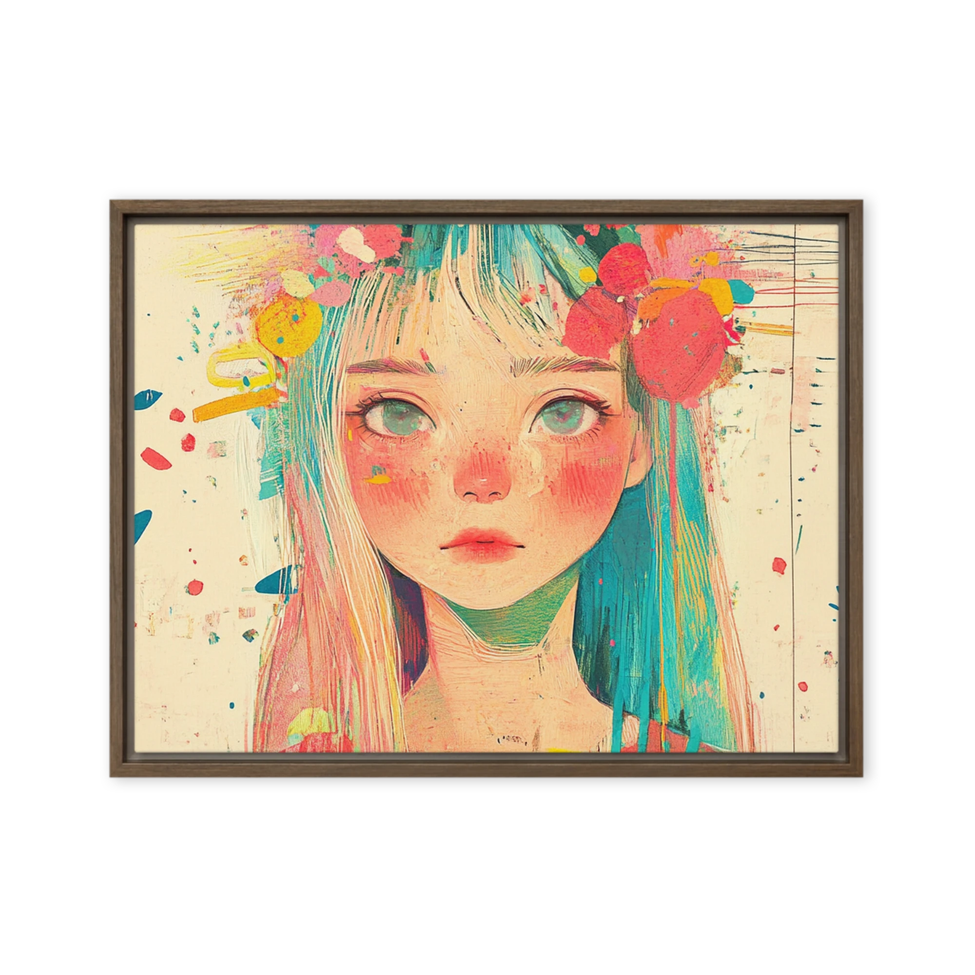 Whimsical Floral Girl Portrait | Art Print