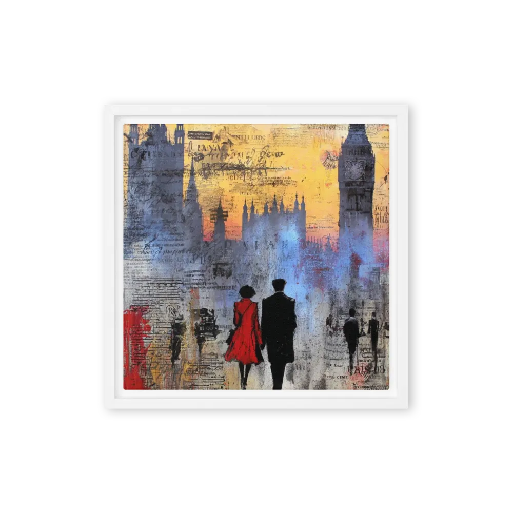 London Silhouette 
 Poster with White Frame | 18″x 18″