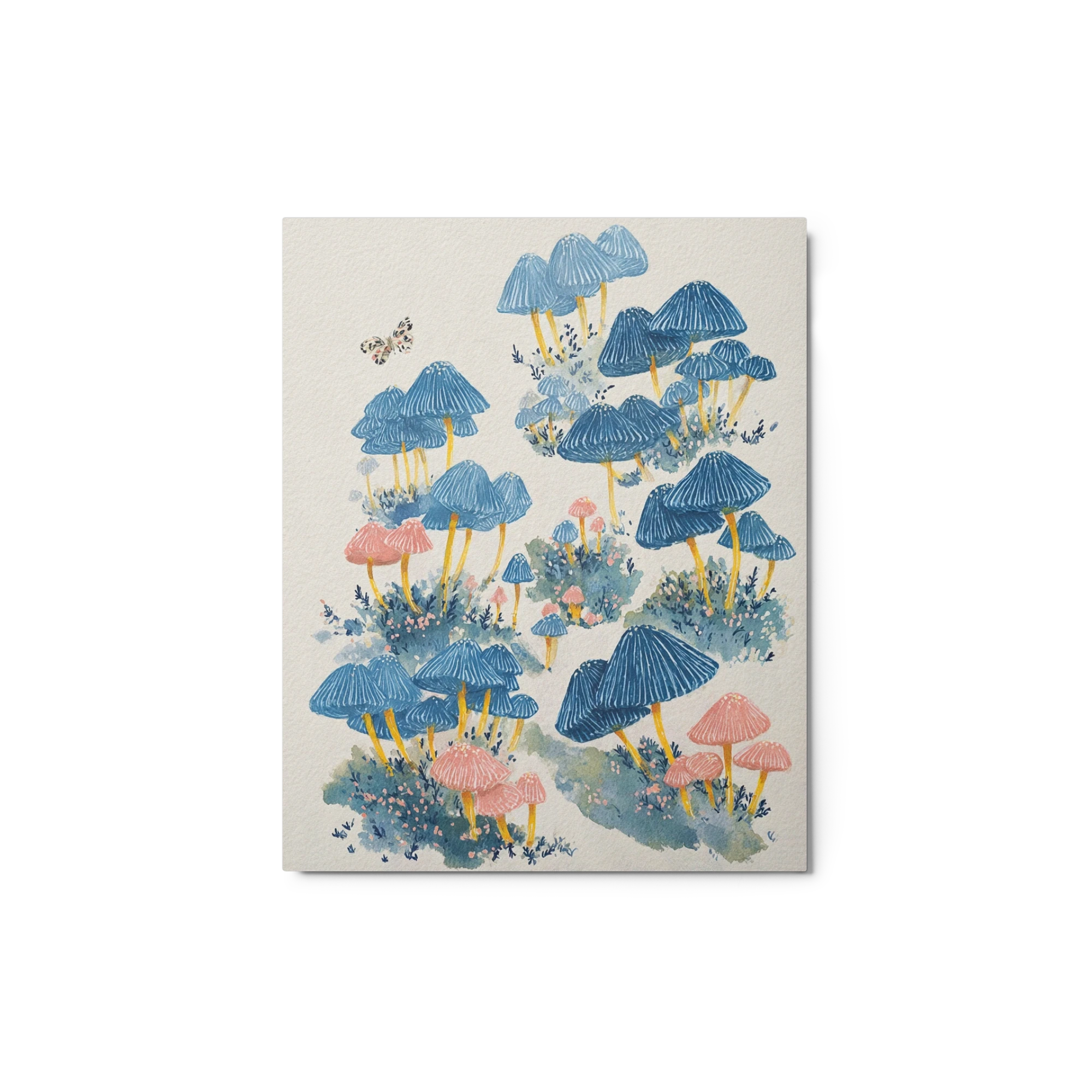 Blue Mushrooms and Butterfly