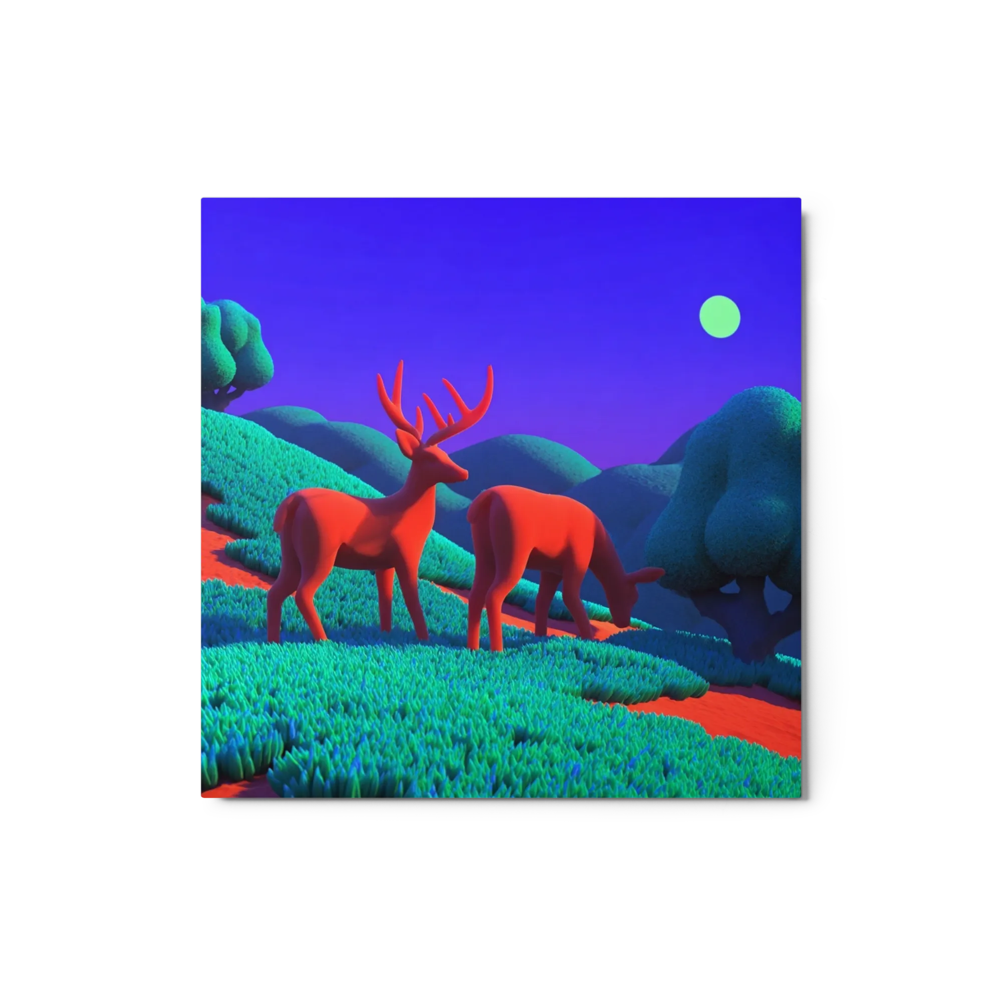 Red Deer Under Full Moon