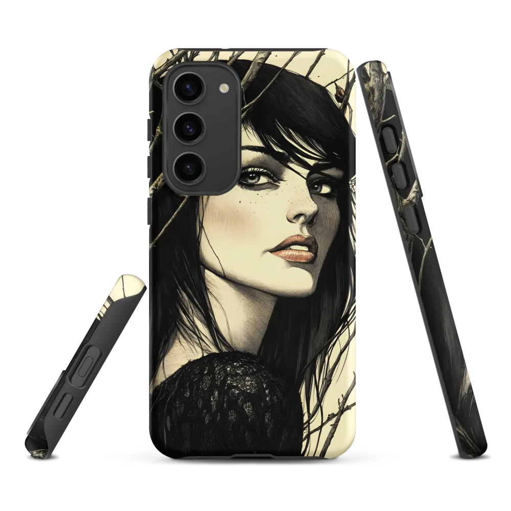 Portrait of a Woman Behind Tree Branches | Phone Case