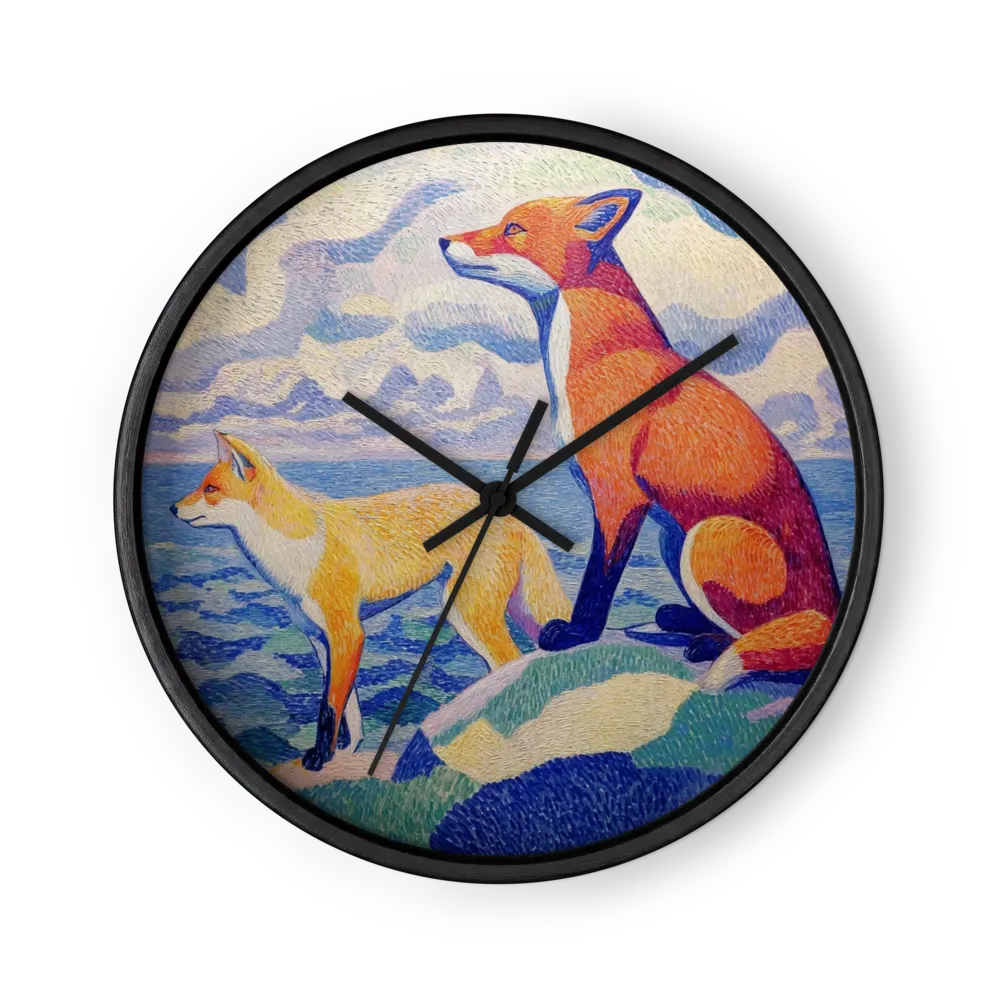 Coastal Foxes | Wall Clock