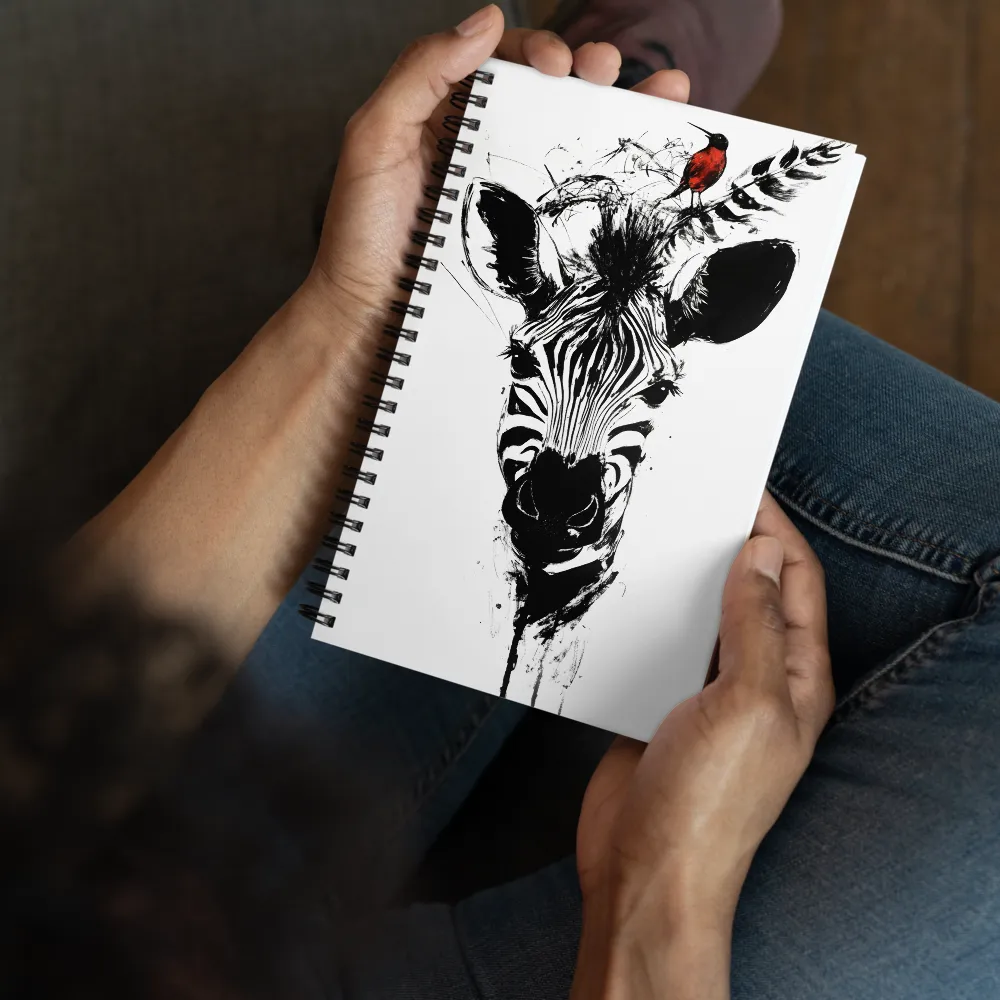 Zebra with Red Bird 
 Spiral Notebook | 140 pages
