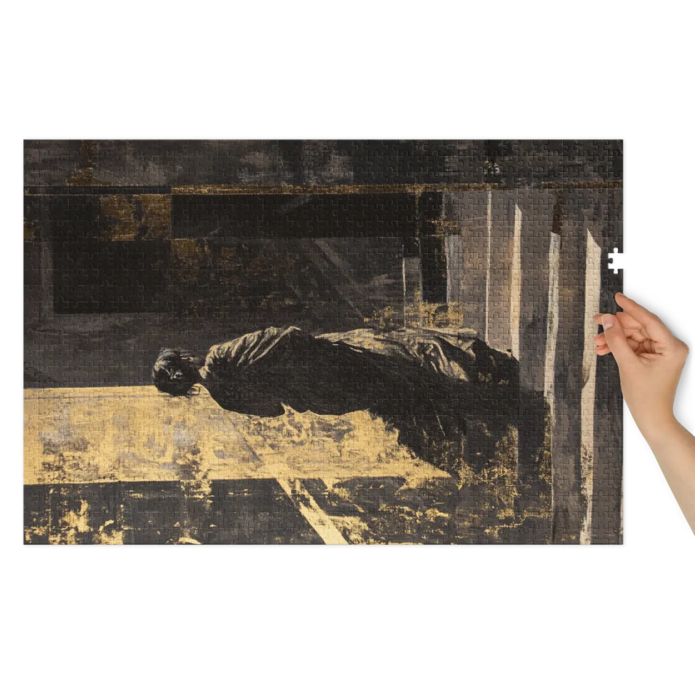 Ascent in Gold and Shadow 
 Jigsaw Puzzle in Tin Box