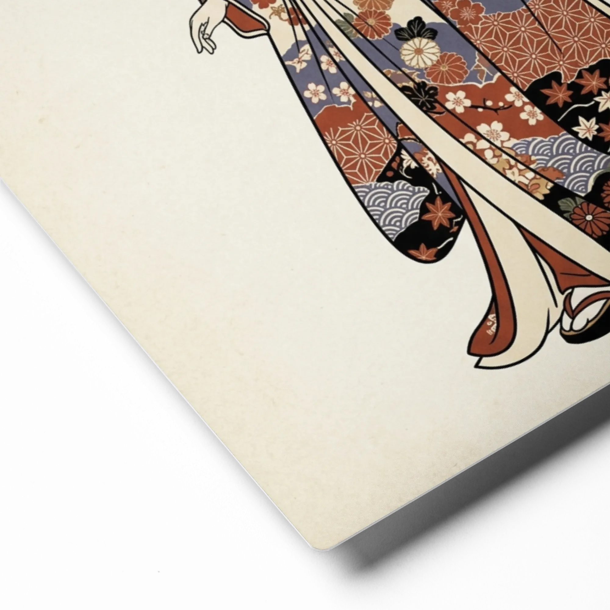 Elegant Wagasa 
 Canvas with Brown Frame