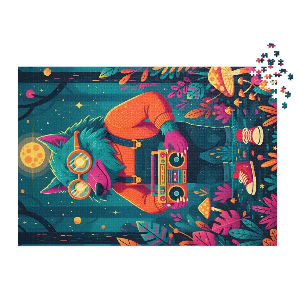 Moonlit Boombox Wolf