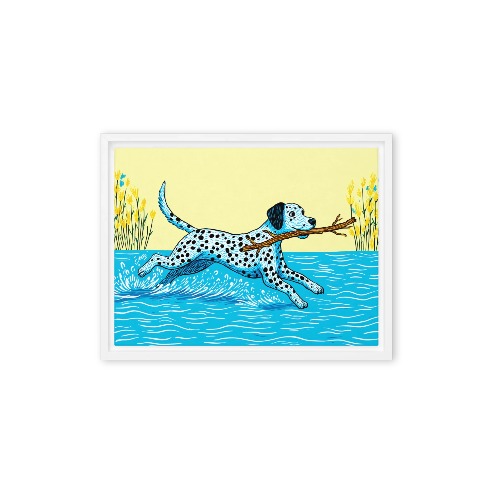 Dalmatian Running in Water | Art Print