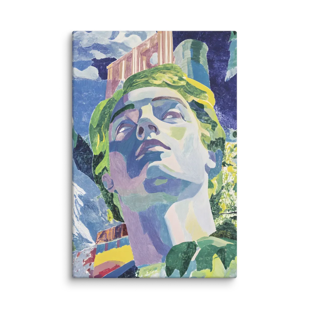 Cubist Bust in Vibrant Landscape 
 Canvas | 8″x 12″