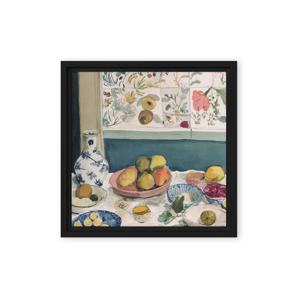Abundance on the Table 
 Poster with Red oak Frame | 14″x 14″