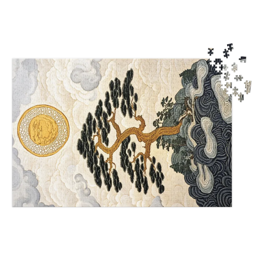 Japanese Tree Landscape with Moon | Jigsaw Puzzle (252/520 pieces)