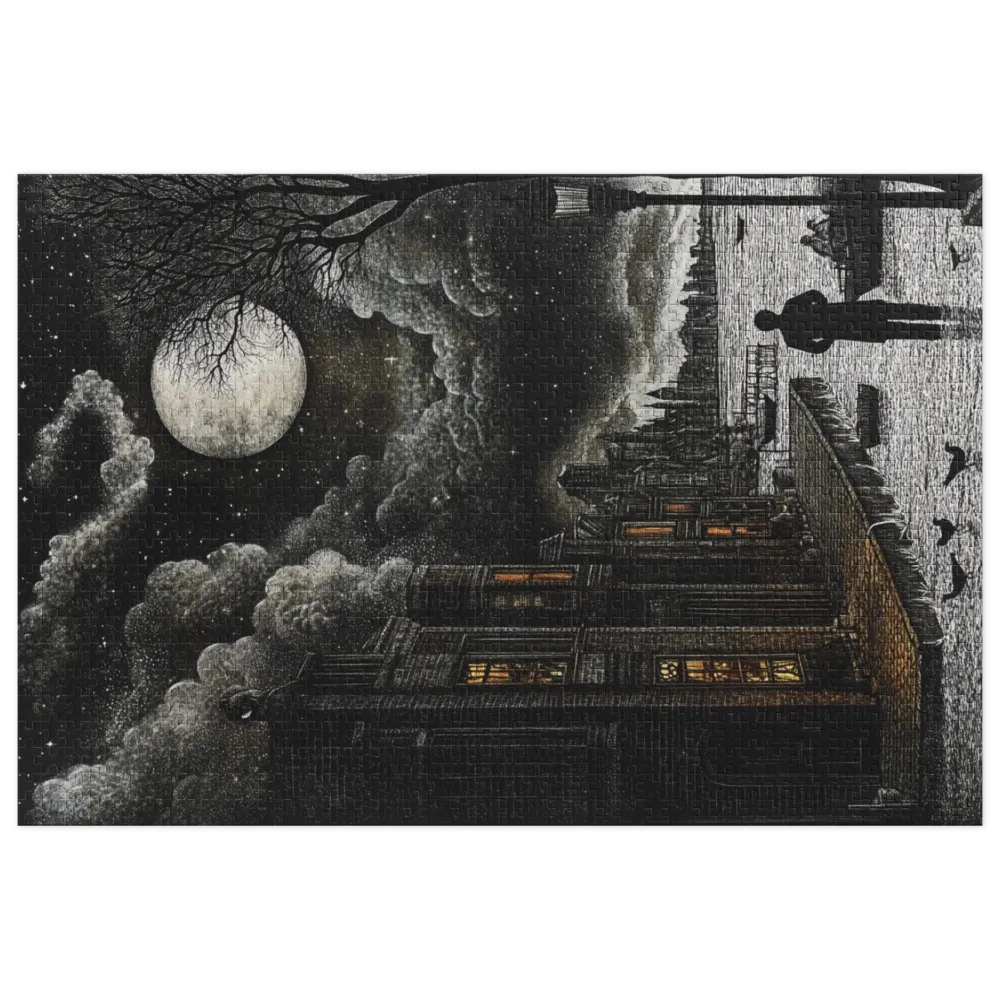 Night Landscape with Moon and Cityscape | Jigsaw Puzzle (252/520 pieces)