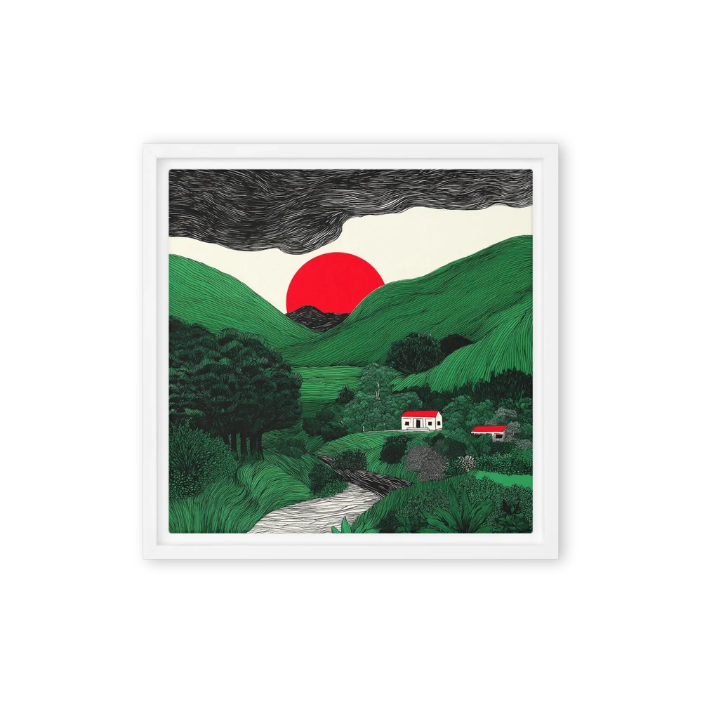 Red Sun Over Green Hills | Art Print