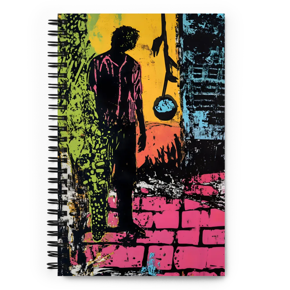 Urban Silhouette in Neon 
 Spiral Notebook | 140 pages