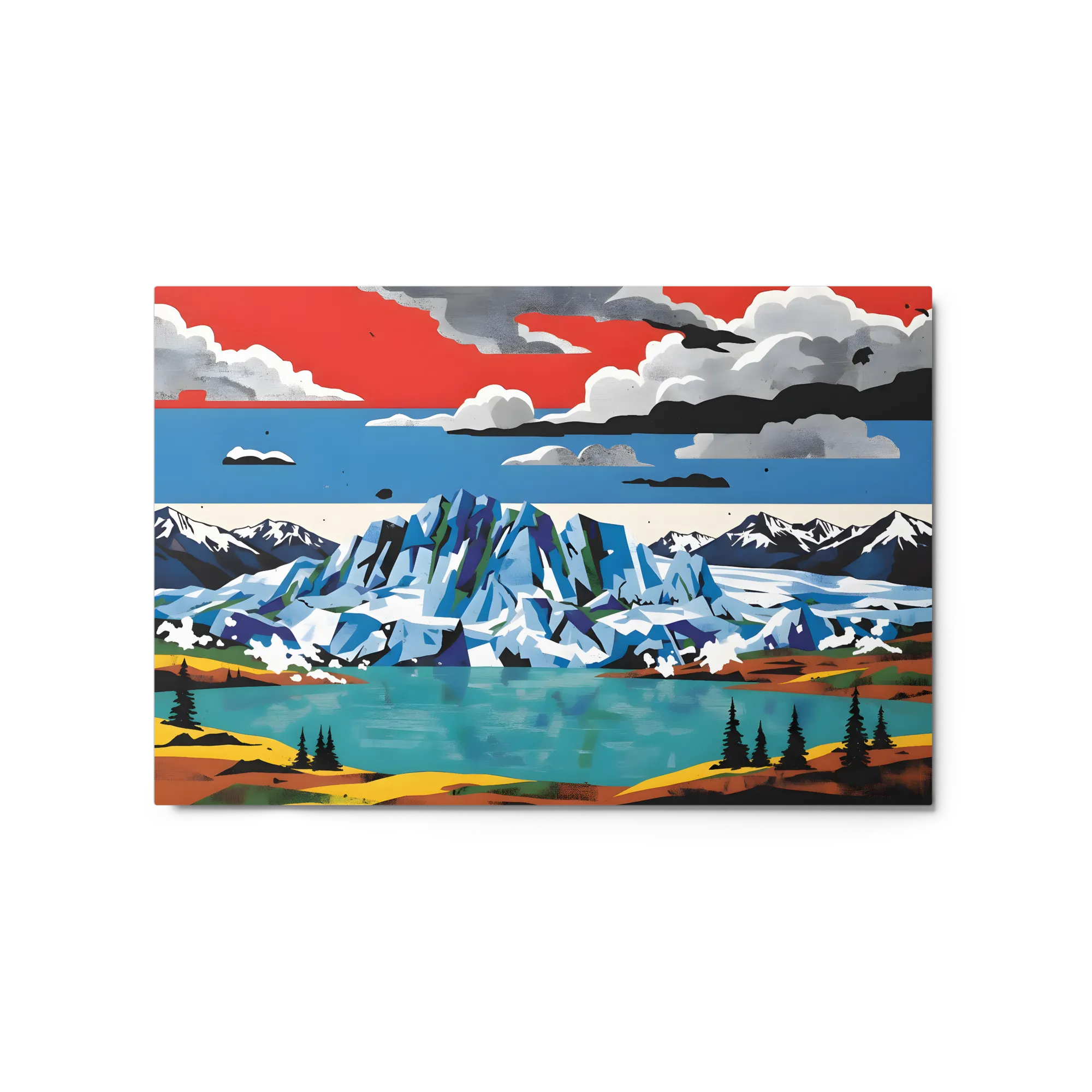 Alpine Glacier Lake 
 Canvas with White Frame