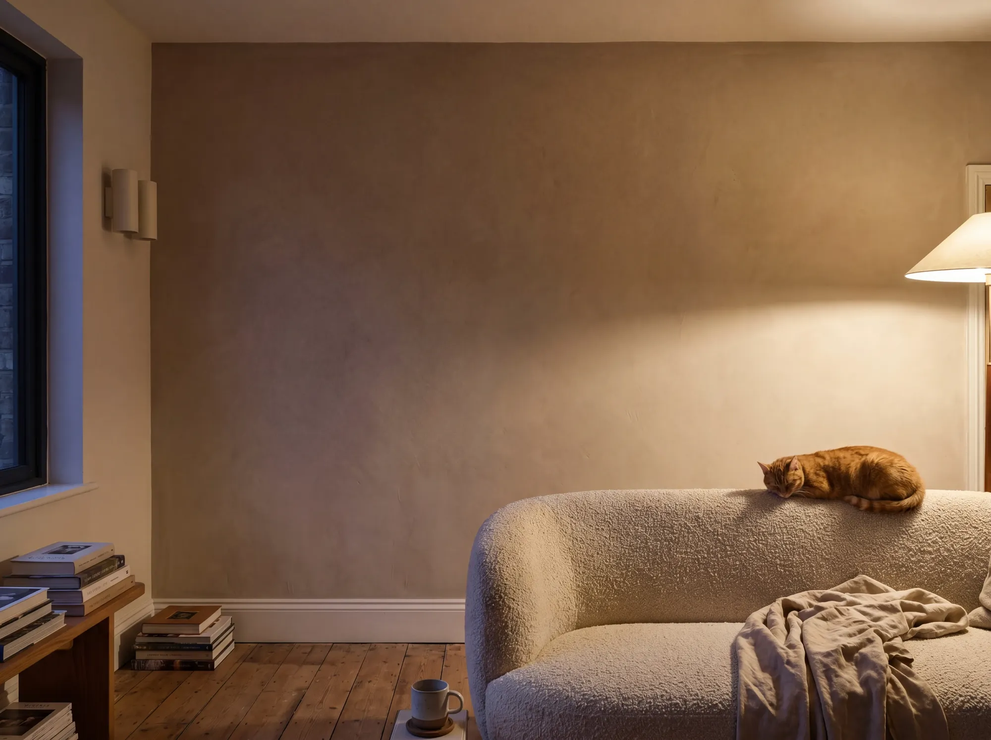 Charcoal silhouettes and circular blush accents — Fine-hatched geometric planes