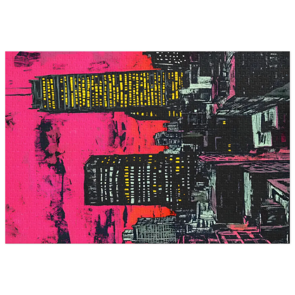 Neo-Expressionist Night City 
 Jigsaw Puzzle in Tin Box